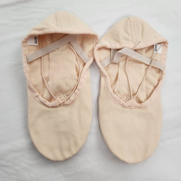 Dance Shoes Canvas Ballet Slippers Flat Elastic Straps 4MB - Picture 1 of 6